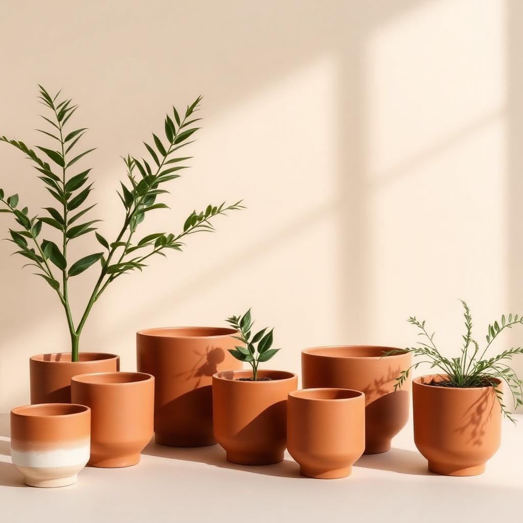 Conjunto de vasos terracota